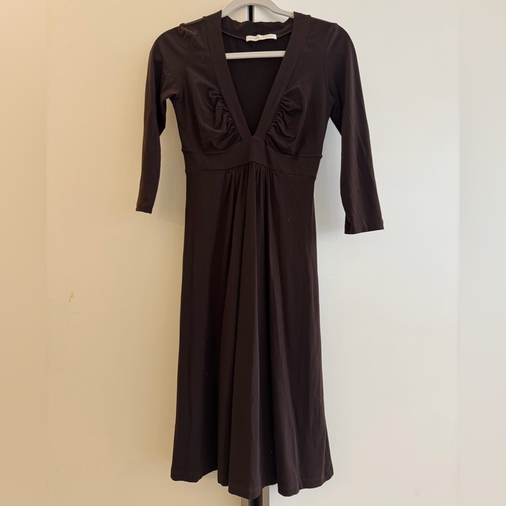 Susana Monaco Deep V-Neck Brown Dress (Size S) - Picture 2 of 5